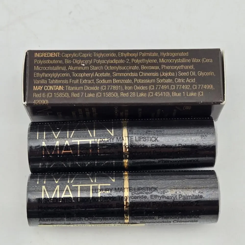 IMAN Luxury Matte Lipstick Mixed Lot Of 3 Assorted Colors Full Size Gift Set